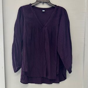 Old Navy Deep Purple Swiss Dot Blouse Size Large Petite